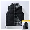 Trendy Plaid Stand-up Collar Vest 2025 Autumn New Korean Version Casual Loose and Versatile Sleeveless Two-sided Coat Men