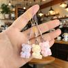 Cute Flocked 3D Resin Bear Keychain Sweet Creative Student Phone Chain Pendant Bag Accessory Phone Strap Gift