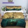 Map Ocean Architecture Pattern Bedding Quilt Set  Home Decoration  Gift (1 * duvet cover + 2 * pillowcase  without core)