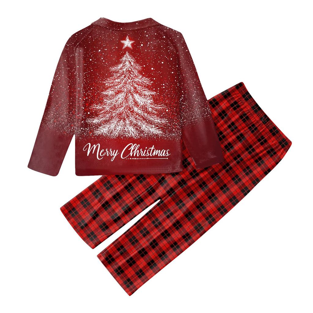 Set de topuri+pantaloni cu mâneci lungi cu imprimeuri de Crăciun Seturi de potrivire pentru familie