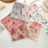 3Pcs 34x34cm 100% Cotton Lady Women Handkerchiefs Vintage Flower Printed Sweat Wiping Hand Towels Valentine Gift