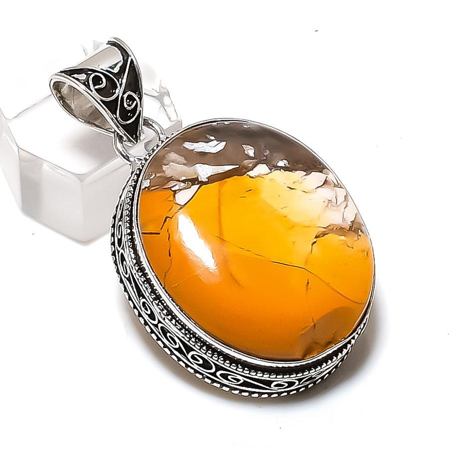 Natural Brecciated Mookaite 925 Sterling Silver Jewelry Pendant 1.85" ETC-14609