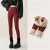 Ankara Red Women Winter High Waisted Fleece Lined Leggings Thick Warm Thermal Tights Yoga Pants