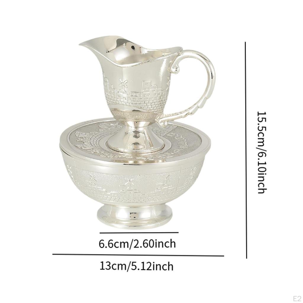 Wash Cup and Bowl Decorative Alloy Reusable Washing Bowl, Hand Set for Wedding,