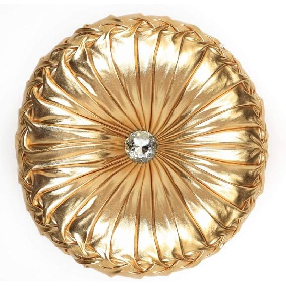 Tresshouse European Round Throw Pillows, Soft Spandex Fabric Pumpkin Pleated Handmade Metallic Accent Circle Insert Cushion Diamond To Enhance for