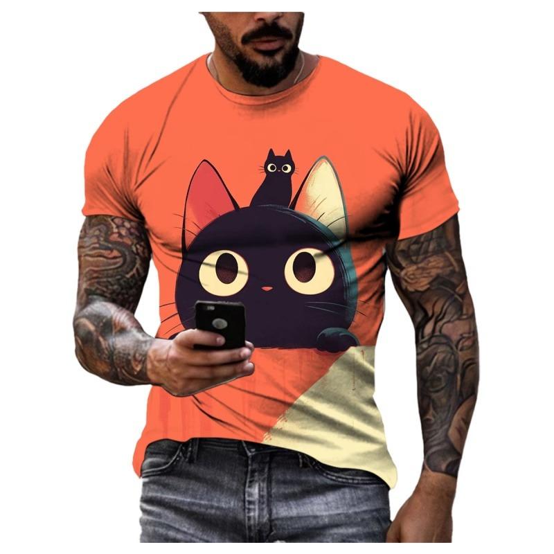 

3D Printed Cute Big Eyes Cat T Shirt For Men Funny Pattern Short-Sleeved Tees Harajuku Streetwear S