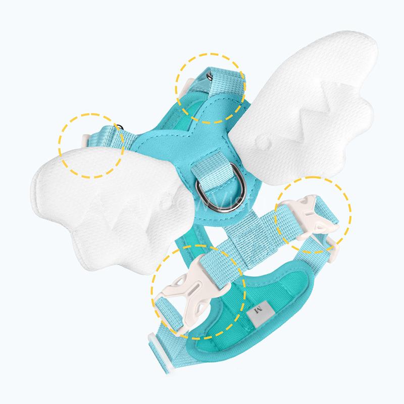 Luxurious Angel Wings Puppy Harness Set Lightweight Adjustable POM Buckle Pet Vest Chest Strap for Small Dog Cat Daily Walking
