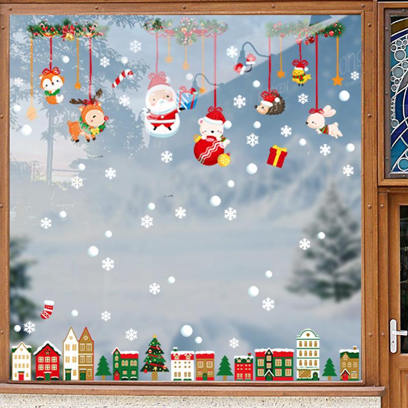 Christmas Reindeer Decoration, Cute Old Man Scene Arrangement, Electrostatic Glass Door, Restaurant Stickers