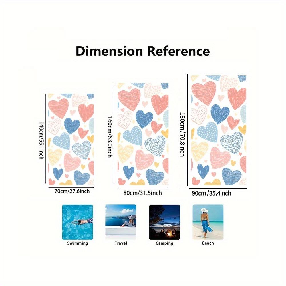 1pc Microfiber Large Heart Patterned Beach Towel Colorful Sandproof Quick Dry Lightweight Oversized Soft Microfiber Perfect for