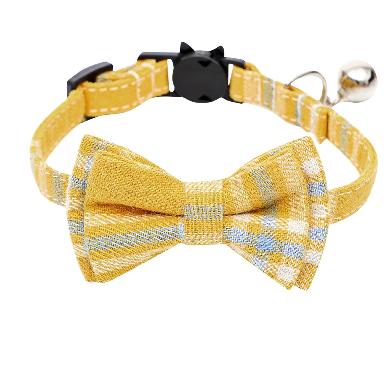 

New cotton plaid cat collar bowknot detachable bell pet supplies cat ring