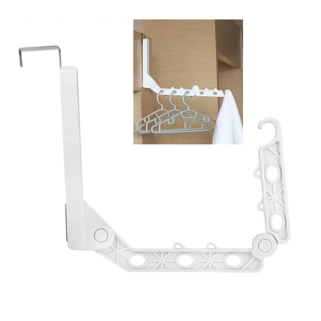 Folding Door Hanger with 5 Holes Retractable Over The Door Laundry Clothes Hanger Rack Space Saving