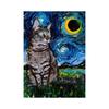 Poster Astratto Gatto Notte Stellata Van Gogh Stampa su Tela Pittura Animale Carino Arte da Parete Per Soggiorno Decorazione Casa Quadri