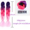 24Inch Glowing Twist Braids Braiding Hair Extensions Jumbo Braids Ombre Synthetic Hair KTB