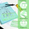 4Pcs Geometric Drawing Templates Ruler Light Weight Portable Circlular Oval Templates for Engineering Drawing Sketching