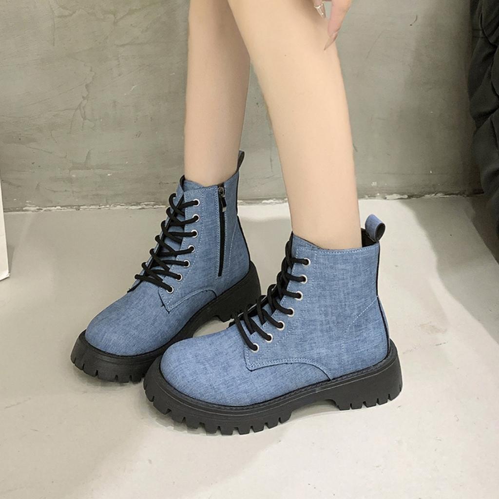 Winter Lace-up Zipper Short Boots Fashionable New Round Toe Solid Color Sexy Comfortable Non-slip Casual Walking Boots for Women