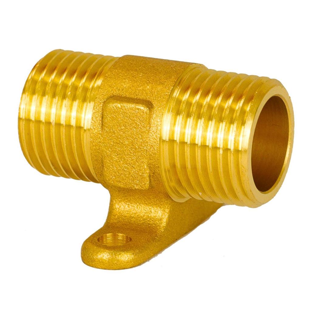 All-Copper 90-Degree Elbow Fitting with Fixing Base, 6-Point External to 4-Point Internal Thread Pipe for Exposed Wall Installation