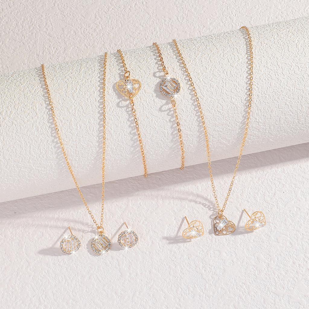 Copper Zircon Set, Pendant Earrings, High-End Stud Earrings, Necklace, Women'S Bracelet, Fashion Jewelry, Mother'S Day Gift.