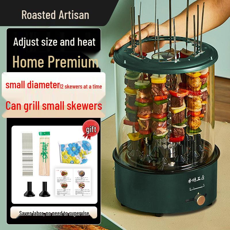 2025 Smokeless Electric BBQ Skewer Machine: Automatic Rotating Indoor Grill for Lamb and More