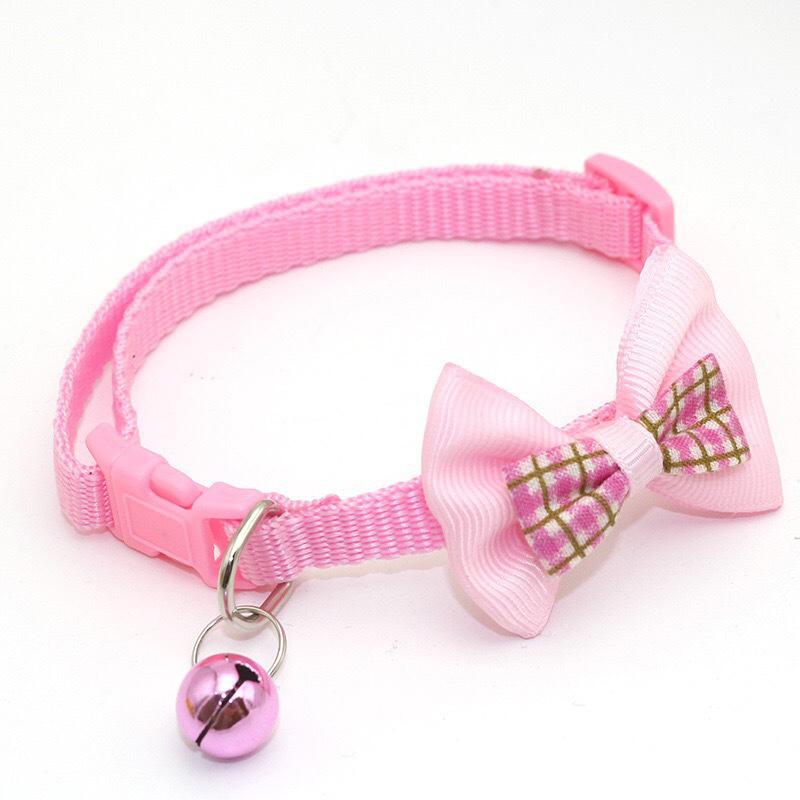 Adjustable Pets Cat Dog Collars Cute Bow Tie With Bell Pendant Necklace Fashion Necktie Safety Buckle Pet Clothing Accessoreis