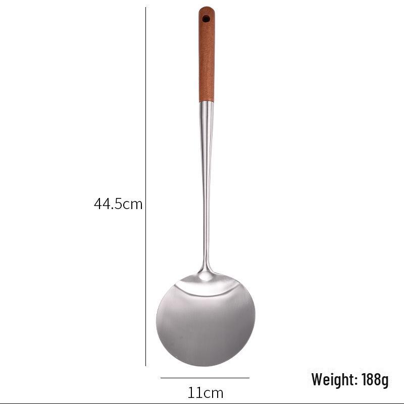 304 Stainless Steel Long Handle Round Cooking Spoon - Ideal for Kitchen Use and Frying Fish