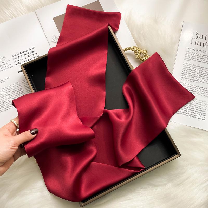 Solid 100% Natural Real Silk Scarf Women Bandana Square Scarves Wrap Kerchief Mulberry Spring Fashion Luxury High Quality Hijab