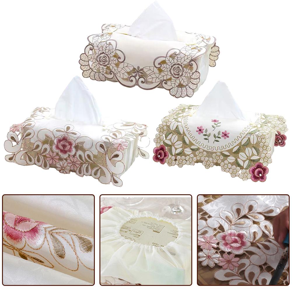 Embroidered Floral Lace Tissue Box Cover Keep Your Tissues Neat and Tidy