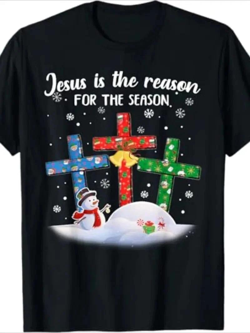 Jesus Is The Reason For The Season Christian Christmas Xmas T-Shirt-180g100% cot XXXXL
