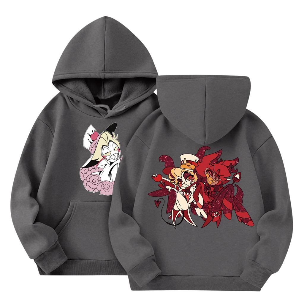 Barne Mote Lett Langermet Genser Med Lommer Trykk Hettegenser