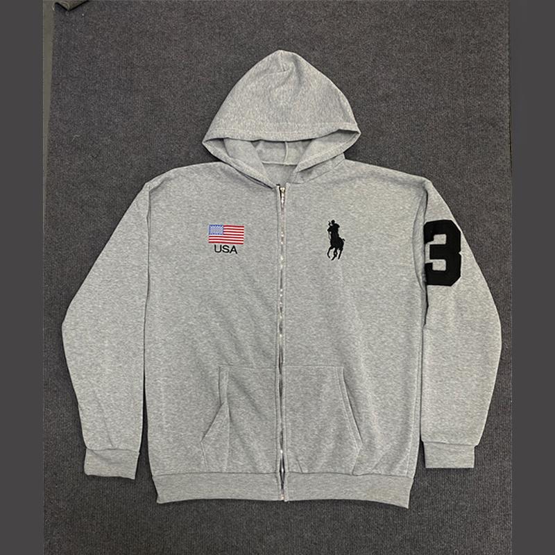 

Европейский и американский вышитый пэчворк ретро уличный тренд y2k худи на молнии L серый