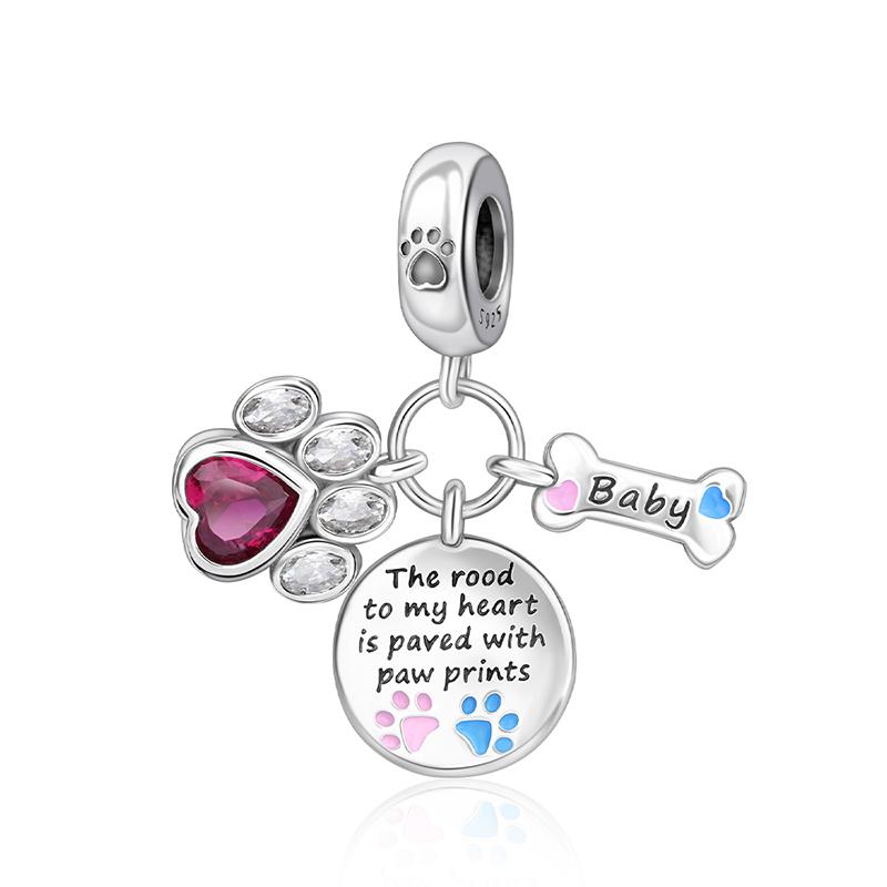 

Ahthen copper Bead Charms Dog Paw and Bone Name Tag Charm fit Snake Chain Bracelets Necklaces for Women Jewellery Making