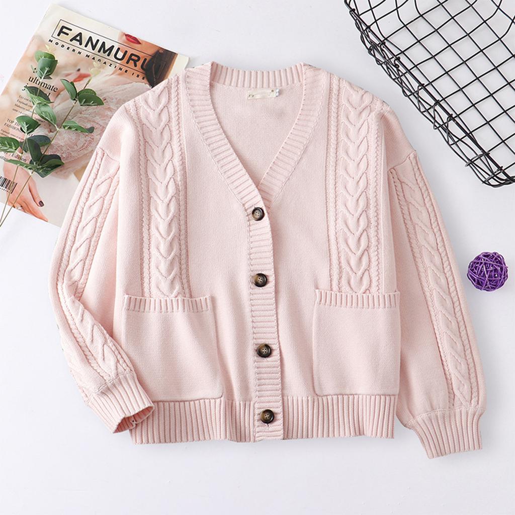 Women's Solid Color Long Sleeved Button Knit Cardigan Jacket Sweater Knit Sweater