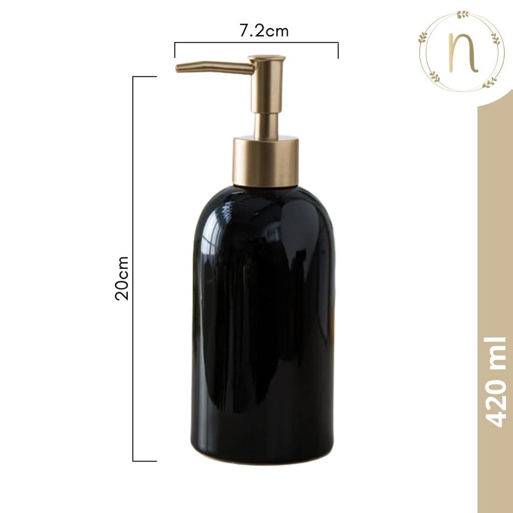 Ceramic Liquid Soap Dispenser for Bathroom (420 ml) - Handwash Dispneser Bottle with Pump for Kitchen - Soap Dispenser for Wash Basin