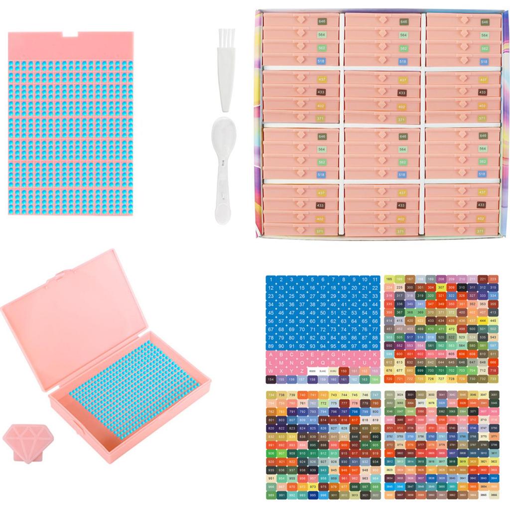 Diamond Art Trays Kits with Spoon & Brush 5D Diamond Painting Art Drawer Box Tray Kit Diamond Painting Storage Containers Trays