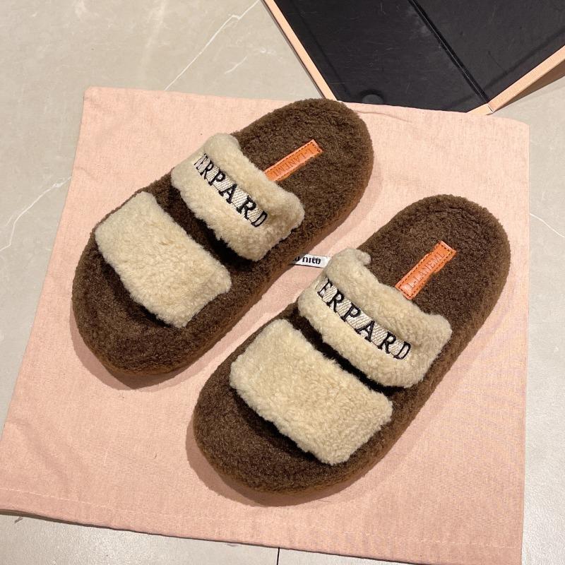Fashion Outerwear Autumn and Winter New Thick-soled Cotton Slippers Fluffy Slippers Women's Home Fluffy Warm Slippers