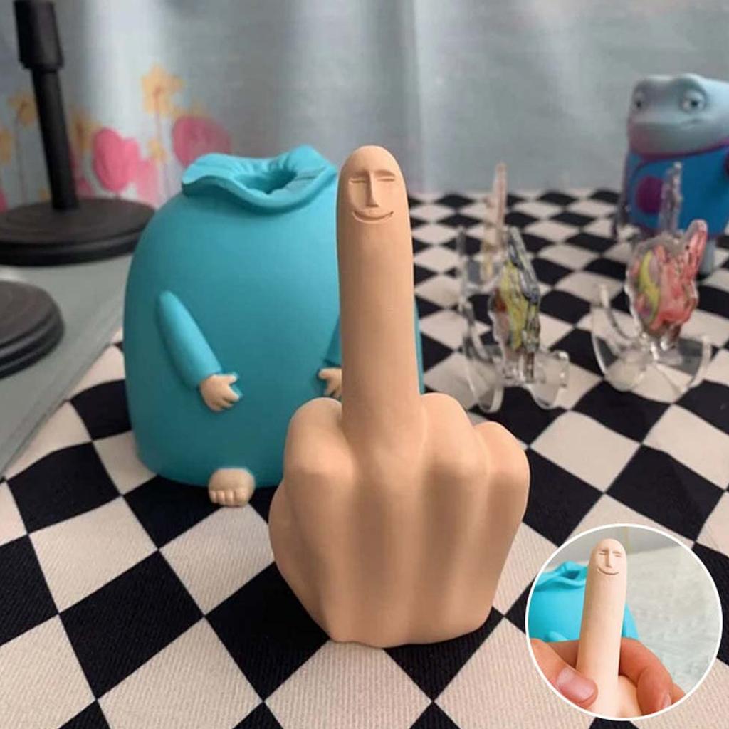 Resin Hand Sculpture Decor Ornaments Funny Middle Finger Table Decor Handicraft Christmas Gift for Home Office Desk