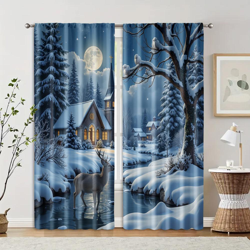 

2 pcs filtering curtains (excluding rods non-movable without batteries) Fawn and house for use in bedrooms and living rooms 100*130 HOOK 1pcs