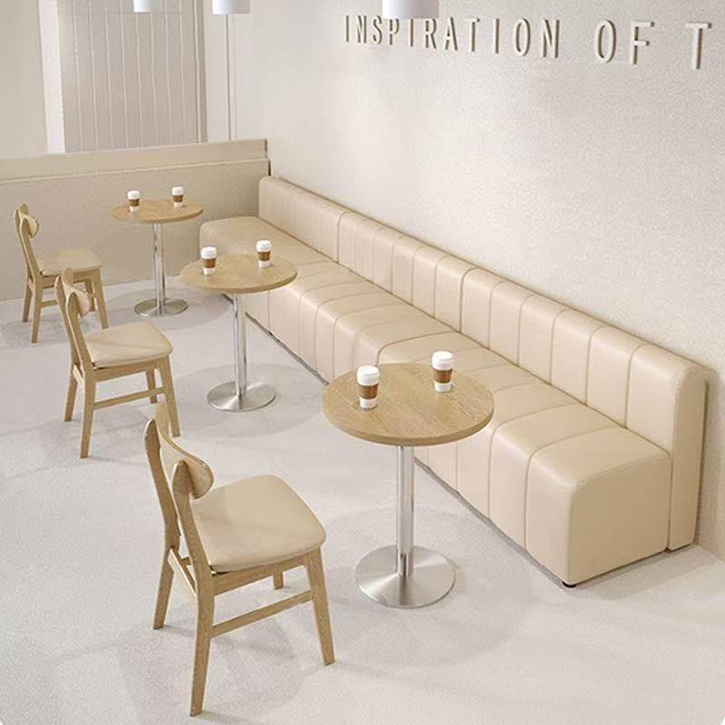 Wall-Mounted Sofa & Table Set for Milk Tea Shop with Natural Wood Style