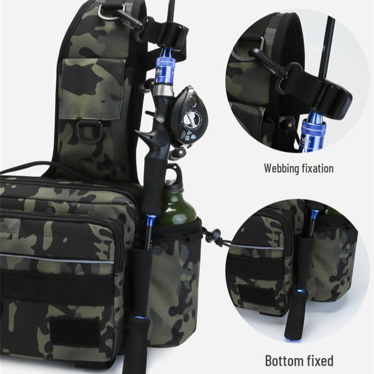 Multifunctional Fishing Waist & Crossbody Bag with Large Capacity for Rods and Tackle