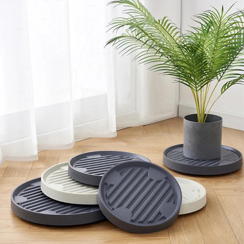 Flower Pot Tray Wheels Round Plastic Tray Heavy Duty Tree Flower Potted Planter Stand Rack Removable Moving Trays with Rollers