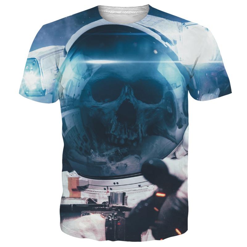 Summer Casual Fashion Plus Size 3D Astronaut Color Printed Loose T-shirt- Soft Medium Elastic Polyester Fiber Fabric Summer Loose Casual Wear