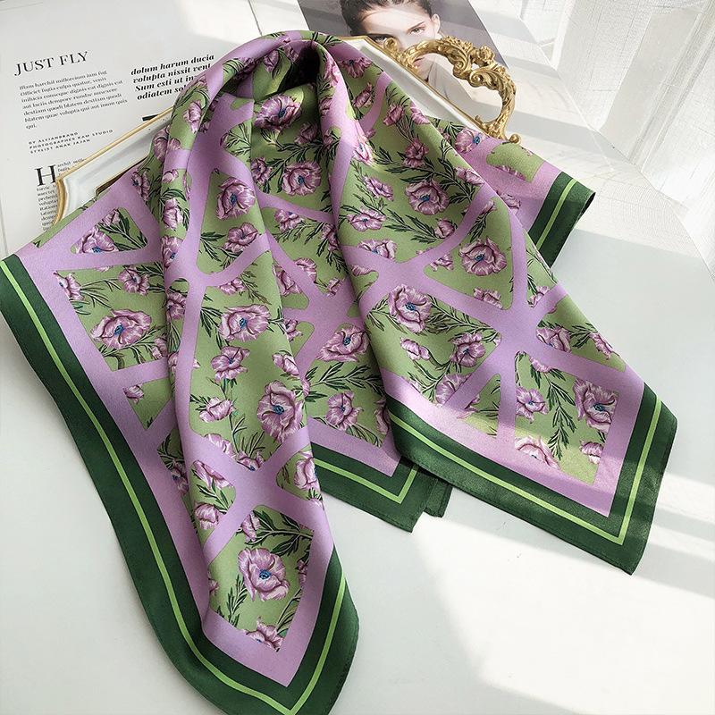 Elegant Temperament Mulberry Silk Silk Scarf Women S Spring And Autumn Foreign Style Fashion Versatile 70 Chinese Square Scarf Silk Decorative Shawl 70-70cm