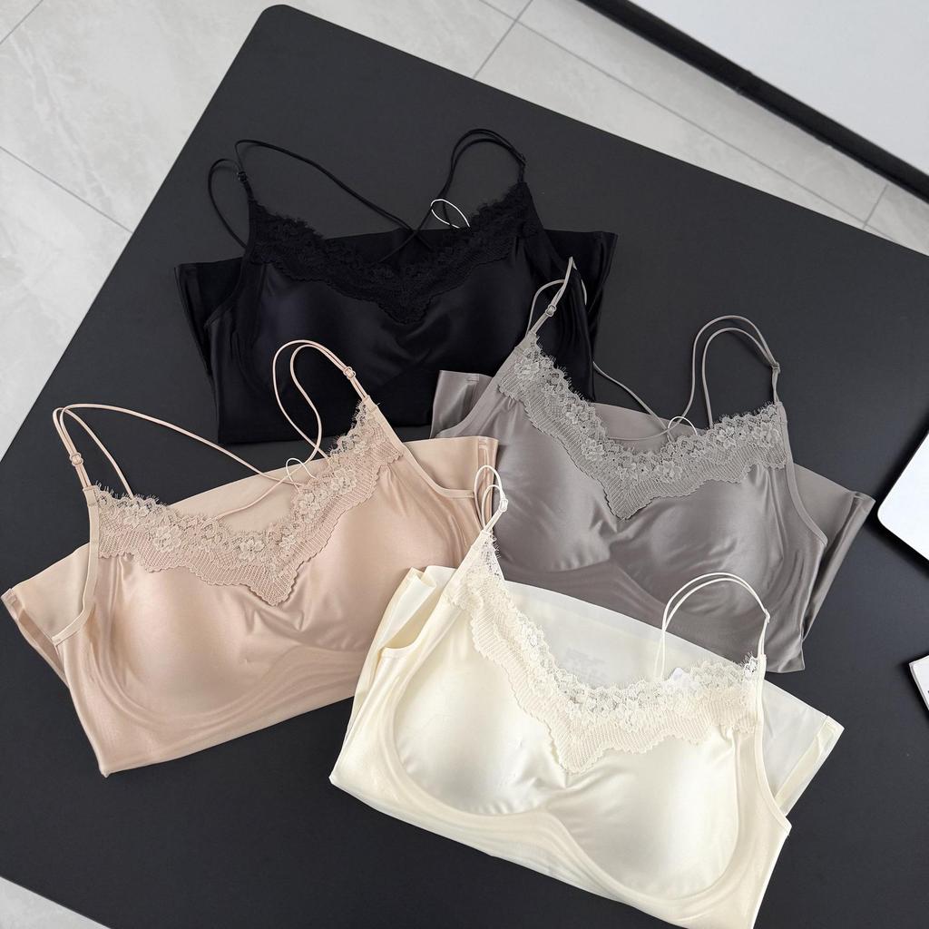Versatile Lace Satin V-Neck Camisole Bra – Spring/Summer