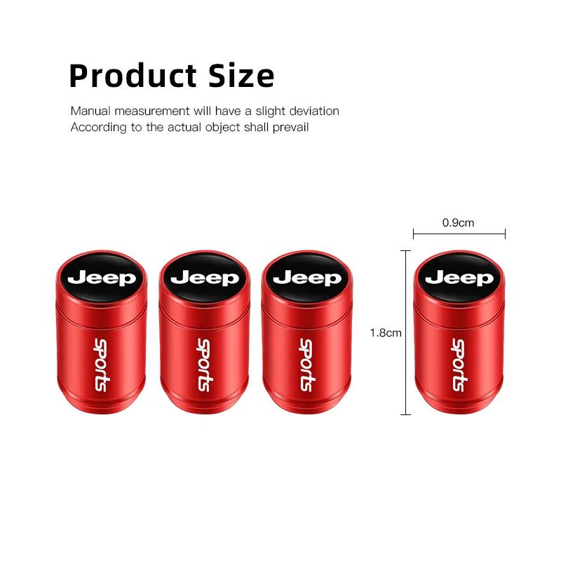 4Pcs Aluminum Alloy Tire Valve Stem Caps Dustproof Air Valve Caps Car Accessories For Jeep Wrangler Grand Cherokee Compass ANT1