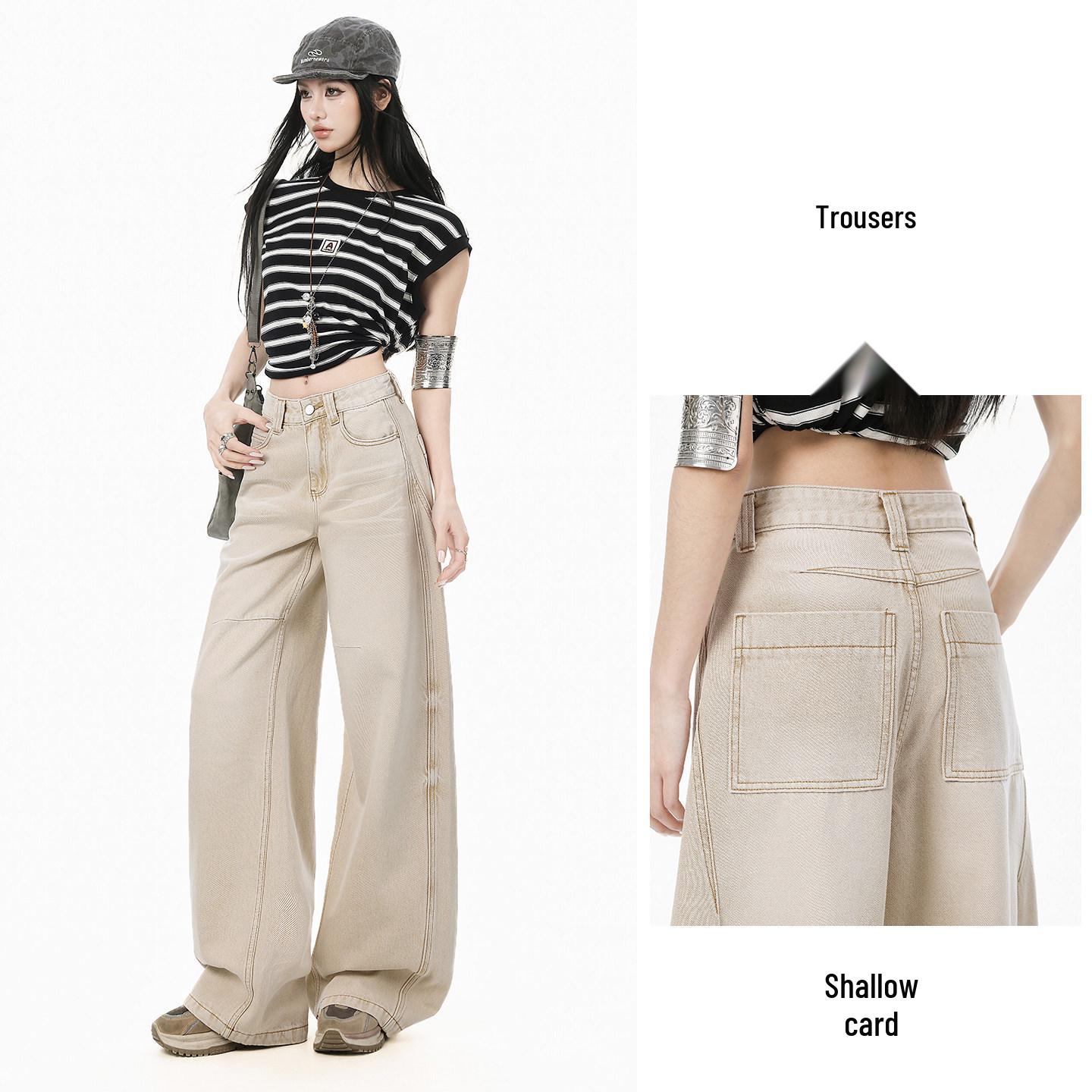 

High Street American Spicy Cat Wide-Leg Jeans: Women s 2026 Spring Retro Loose Floor-Length Trend Large