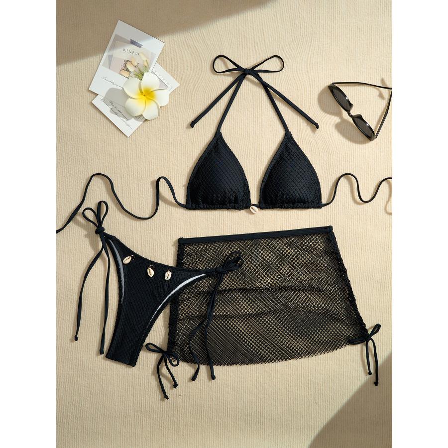 Women's Three Piece Split Bikini Swimsuit Set