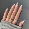 Minimalistische weiße französische Linie Press-On Nägel für Damen - Klebe-Gelee Gel-Kleber Tragbare Nagelspitzen