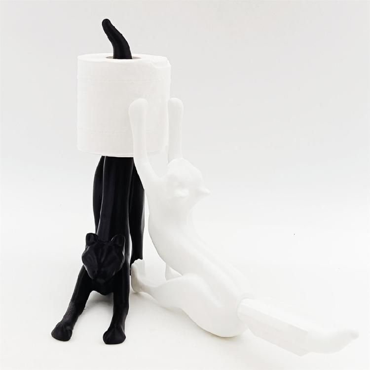 Stretch Cats Decors Toilet Roll Dispenser Multipurpose For Counter Floor Placement Kitchen Bathroom Plastic Organizers