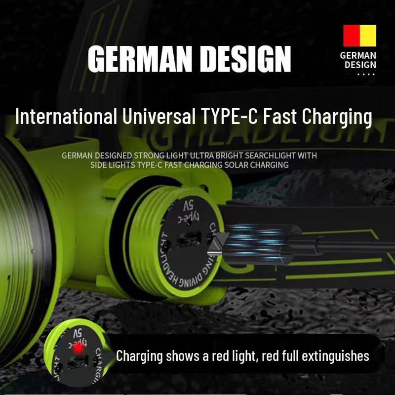 High-Lumen LED Outdoor Headlamp for Climbing, Fishing, and Diving, Featuring Strong Light and Long Battery Life