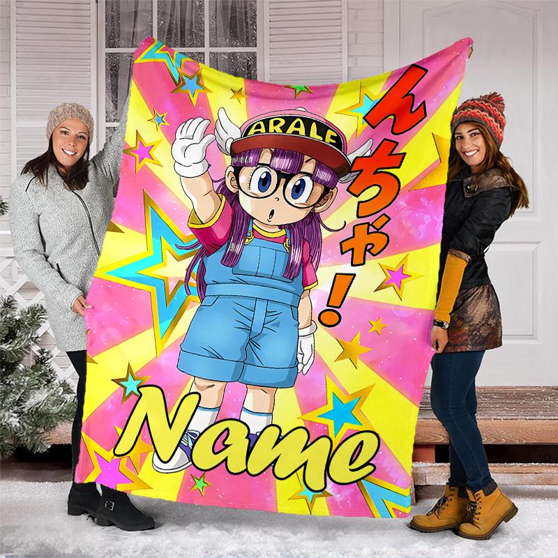 Personalized Custom Name Blanket - Arale Norimaki Print Design,Blanket for Sofa,Bed,Travel,Camping - Soft and Warm, Great Gift
