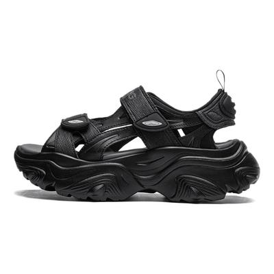 Weiche Rückfederung Stoßdämpfend Abriebfest Atmungsaktiv Dicksohlige Hausschuhe und Sandalen Damen Schuhe Schwarz AGUU002-1